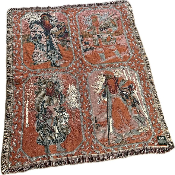 Goodwin Weavers Christmas Santa Woven Tapestry Throw Blanket 4’ x 5’ - Picture 4 of 5